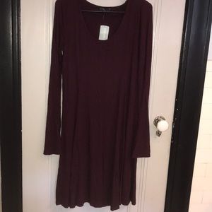 NWT: Bell Sleeve Burgundy Dress
